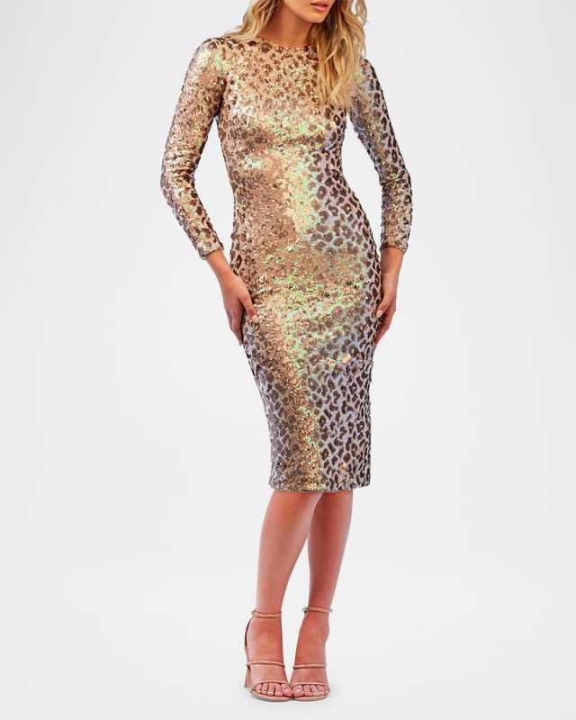 Tatiana Sequin Bodycon Midi Dress